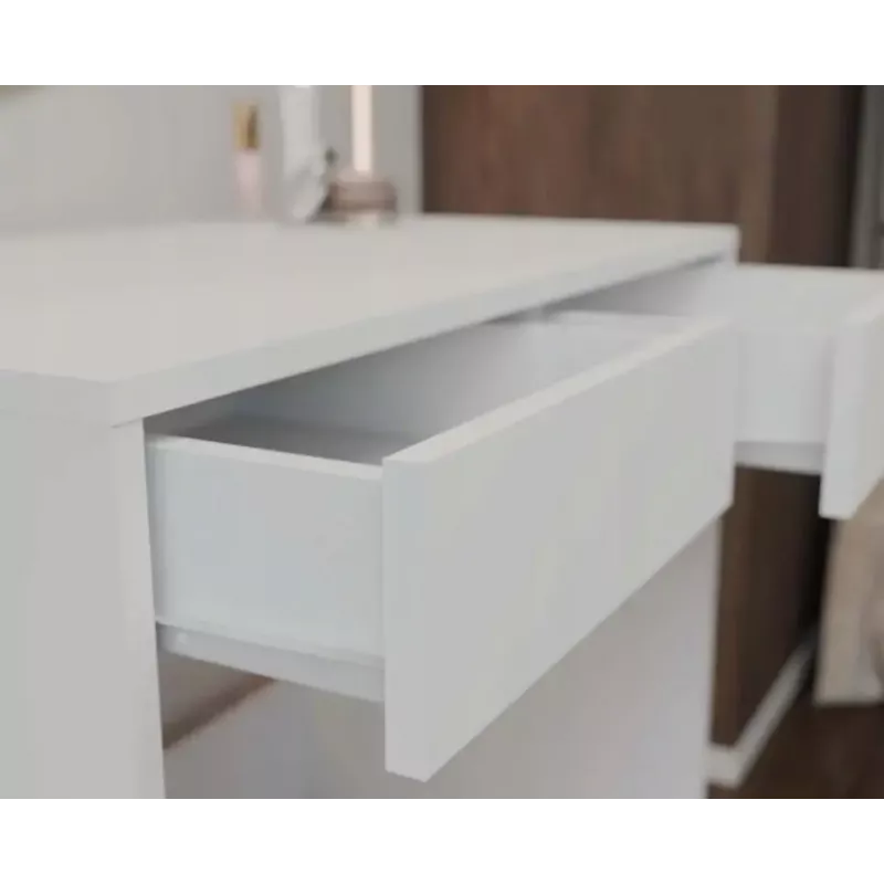 Biurko MARINA 2S, białe, płyta wiórowa, 810×500×800 mm, 2 szuflady, blat laminowany