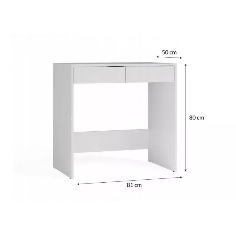 Biurko MARINA 2S, białe, płyta wiórowa, 810×500×800 mm, 2 szuflady, blat laminowany