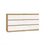 Komoda MALWA M6 marki top e shop — 6 szuflad, 1380×400×750 mm, korpus w kolorze dębu rzemieślniczego, front biały