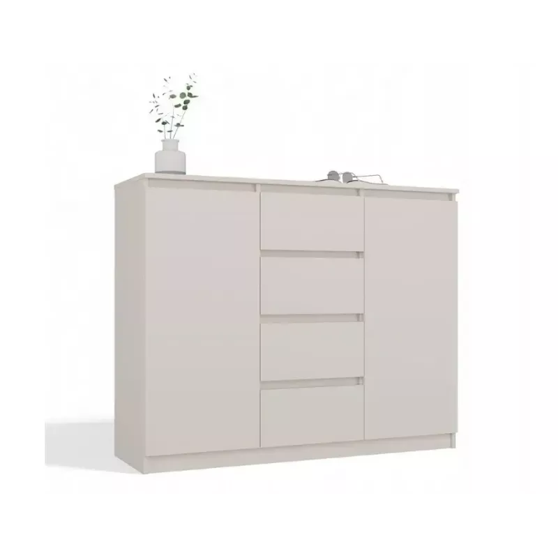 Komoda z 2 drzwiami i 4 szufladami TOP E SHOP M-MP-K-MAL-2D4S/120-KASZ, kaszmirowy, 120×40×97 cm, płyta wiórowa