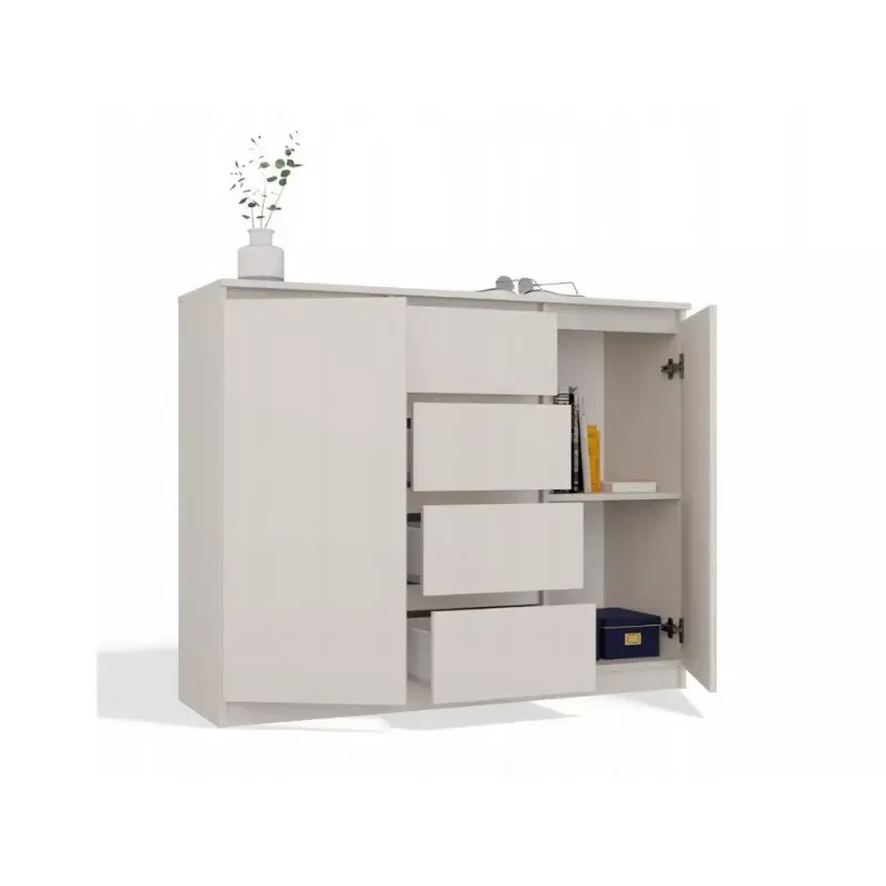 Komoda z 2 drzwiami i 4 szufladami TOP E SHOP M-MP-K-MAL-2D4S/120-KASZ, kaszmirowy, 120×40×97 cm, płyta wiórowa