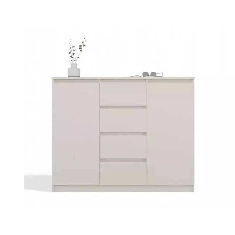 Komoda z 2 drzwiami i 4 szufladami TOP E SHOP M-MP-K-MAL-2D4S/120-KASZ, kaszmirowy, 120×40×97 cm, płyta wiórowa