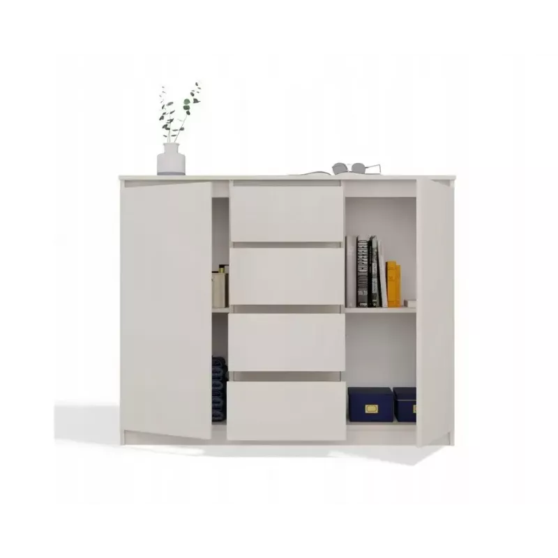 Komoda z 2 drzwiami i 4 szufladami TOP E SHOP M-MP-K-MAL-2D4S/120-KASZ, kaszmirowy, 120×40×97 cm, płyta wiórowa