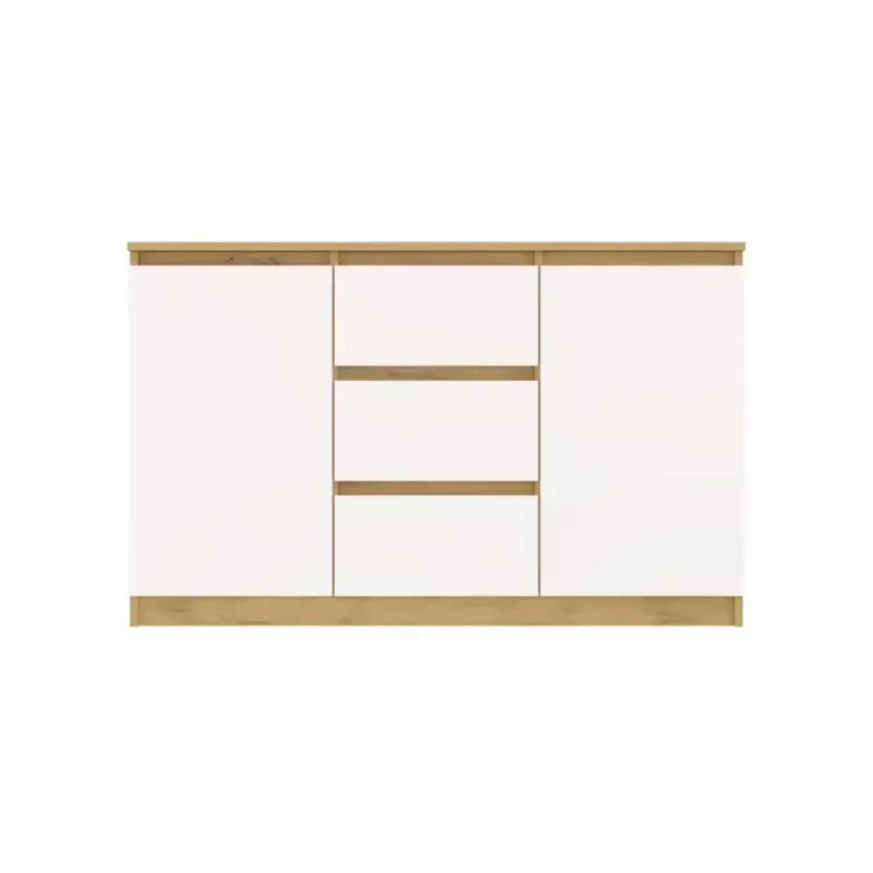Komoda top e shop ARTISAN 2-drzwiowa 3-szufladowa, 1200×400×750 mm, biała, płyta wiórowa