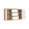 Komoda top e shop ARTISAN 2-drzwiowa 3-szufladowa, 1200×400×750 mm, biała, płyta wiórowa