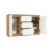 Komoda top e shop ARTISAN 2-drzwiowa 3-szufladowa, 1200×400×750 mm, biała, płyta wiórowa