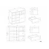 Komoda top e shop MALWA 1D5S, 5 szuflad, 1 drzwi uchylne, biała, 1000×400×930 mm, płyta wiórowa