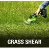 Nożyce do trawy akumulatorowe GreenWorks 1600607VA — ostrze ze stali nierdzewnej 12 cm, 24 V Li‑Ion 2 Ah