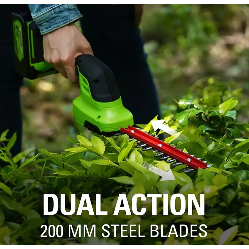 Nożyce do trawy akumulatorowe GreenWorks 1600607VA — ostrze ze stali nierdzewnej 12 cm, 24 V Li‑Ion 2 Ah