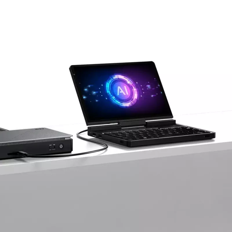 Laptop GPD Pocket 4 — AMD Ryzen 7 8840U, dotykowy 8 cali WQXGA 2560×1600 144 Hz, 16 GB DDR5, 1 TB NVMe, Radeon 780M, Windows 11, LAN, czytnik linii papilarnych, grafitowy