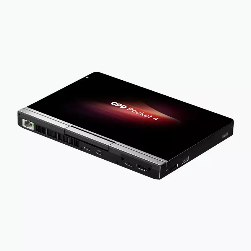 Laptop GPD Pocket 4 — AMD Ryzen 7 8840U, dotykowy 8 cali WQXGA 2560×1600 144 Hz, 16 GB DDR5, 1 TB NVMe, Radeon 780M, Windows 11, LAN, czytnik linii papilarnych, grafitowy
