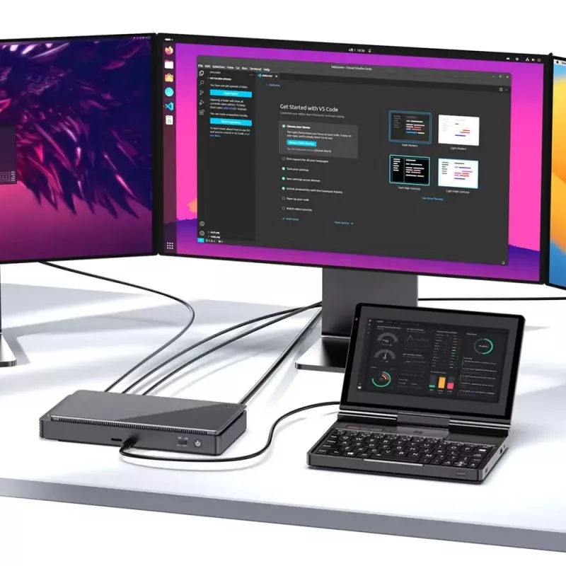 Laptop GPD Pocket 4 — AMD Ryzen 7 8840U, dotykowy 8 cali WQXGA 2560×1600 144 Hz, 16 GB DDR5, 1 TB NVMe, Radeon 780M, Windows 11, LAN, czytnik linii papilarnych, grafitowy