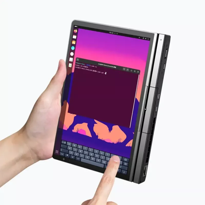 Laptop GPD Pocket 4 — AMD Ryzen 7 8840U, dotykowy 8 cali WQXGA 2560×1600 144 Hz, 16 GB DDR5, 1 TB NVMe, Radeon 780M, Windows 11, LAN, czytnik linii papilarnych, grafitowy