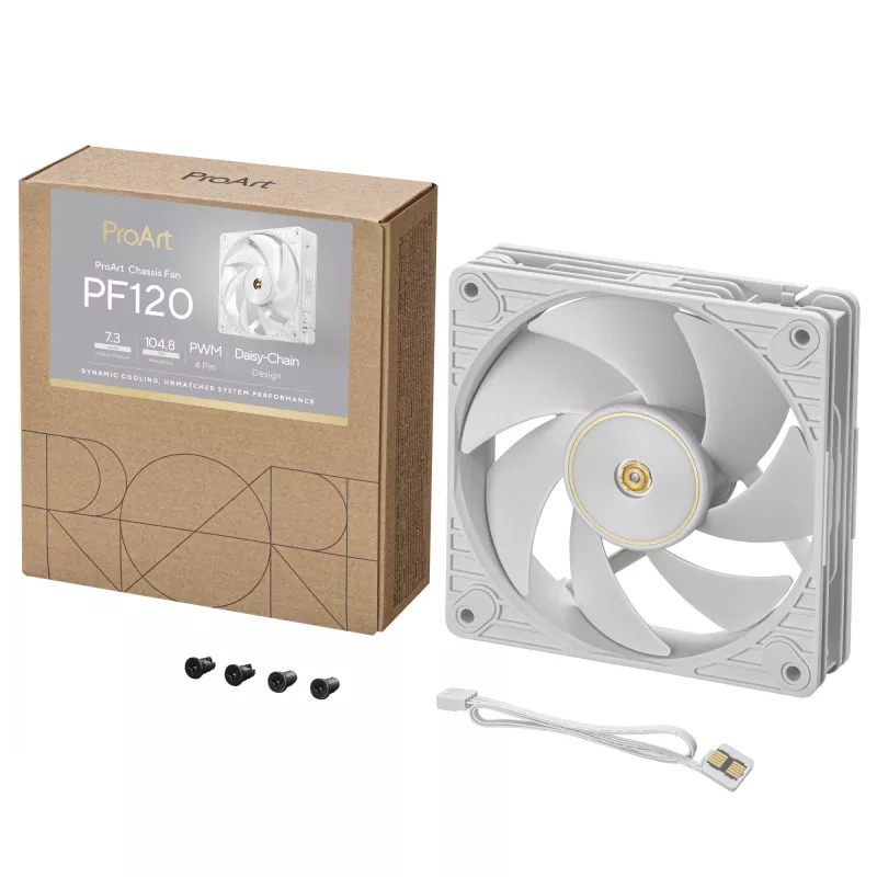 ASUS ProArt PF120 Wentylator PWM Biały Obudowa komputera 12 cm 1 szt.