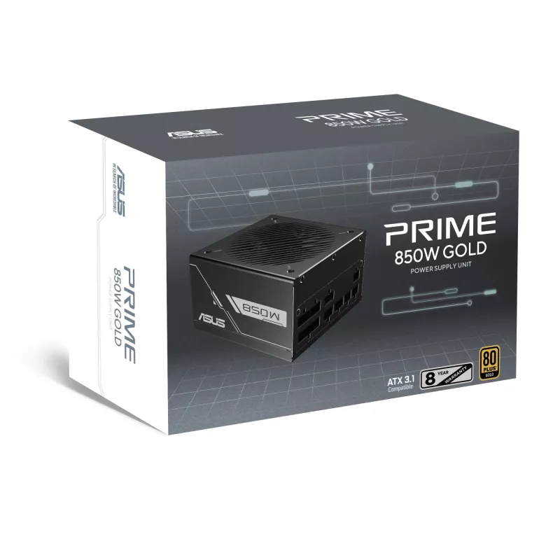 Zasilacz ASUS Prime -850G 850W ATX 20+4 pin, 80 PLUS Gold, czarny
