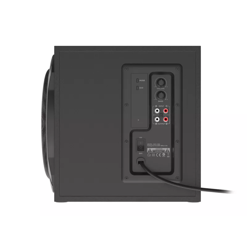 Zestaw głośnikowy GENESIS Helium 610BT 2.1, 60 W RMS, Bluetooth, przewodowy, czerwony/czarny, kompaktowy subwoofer