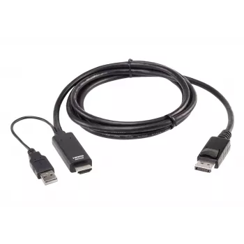 ATEN True 4K 1.8M HDMI to DisplayPort kabel, 1.8 m, HDMI + USB, DisplayPort, Male, Male, prosty