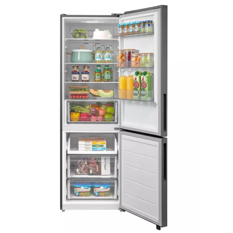 Wolnostojąca lodówko-zamrażarka kombinowana Midea MDRB548MME46, 401 L — No Frost, 271 L lodówka / 130 L zamrażarka, 186 cm, 35 dB, klasa energetyczna E, szara