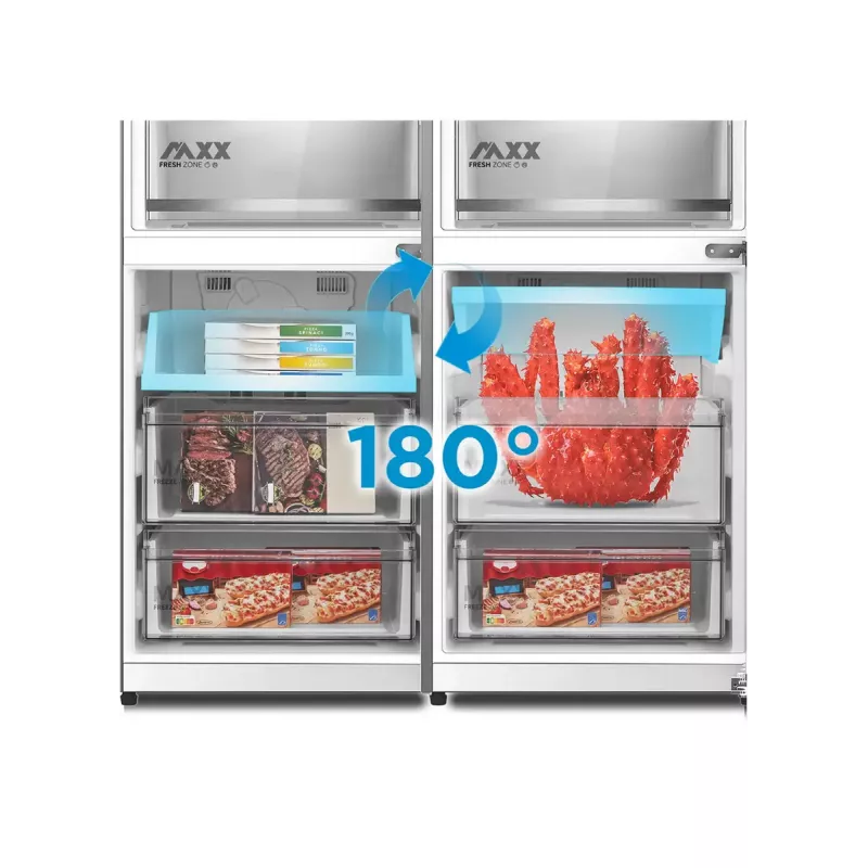 Wolnostojąca lodówko-zamrażarka kombinowana Midea MDRB548MME46, 401 L — No Frost, 271 L lodówka / 130 L zamrażarka, 186 cm, 35 dB, klasa energetyczna E, szara