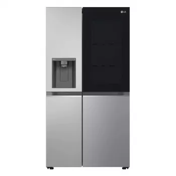 Lodówka side-by-side LG GSGV81PYLL, łączna pojemność 635 L, chłodziarka 416 L, zamrażarka 219 L, metaliczny srebrny