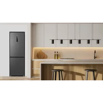 Lodówka TCL RP340BSD1 — wolnostojąca Combi, 185 cm, No Frost, lodówka 223 L, zamrażarka 117 L, wyświetlacz, 35 dB, klasa energetyczna D, szara