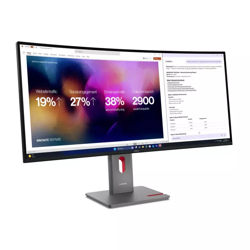 Monitor komputerowy Lenovo ThinkVision P40WD-40 39,7 cala WUHD 5120×2160 IPS LED Zakrzywiony 6 ms USB 3.2 Gen2x2 Czarny