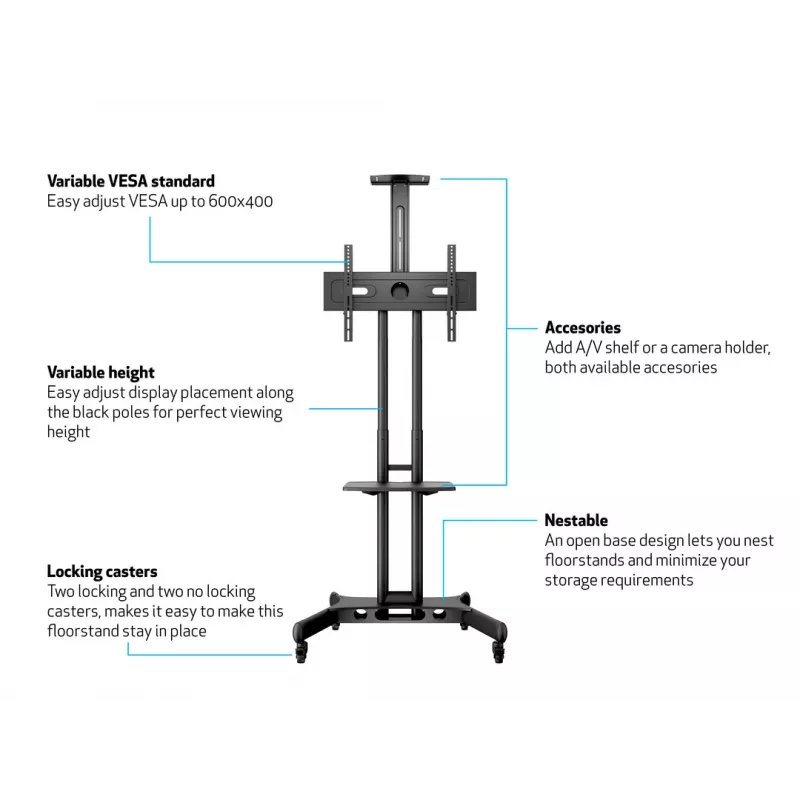 Multibrackets M Public Floorstand Basic 150 z półką i uchwytem na kamerę