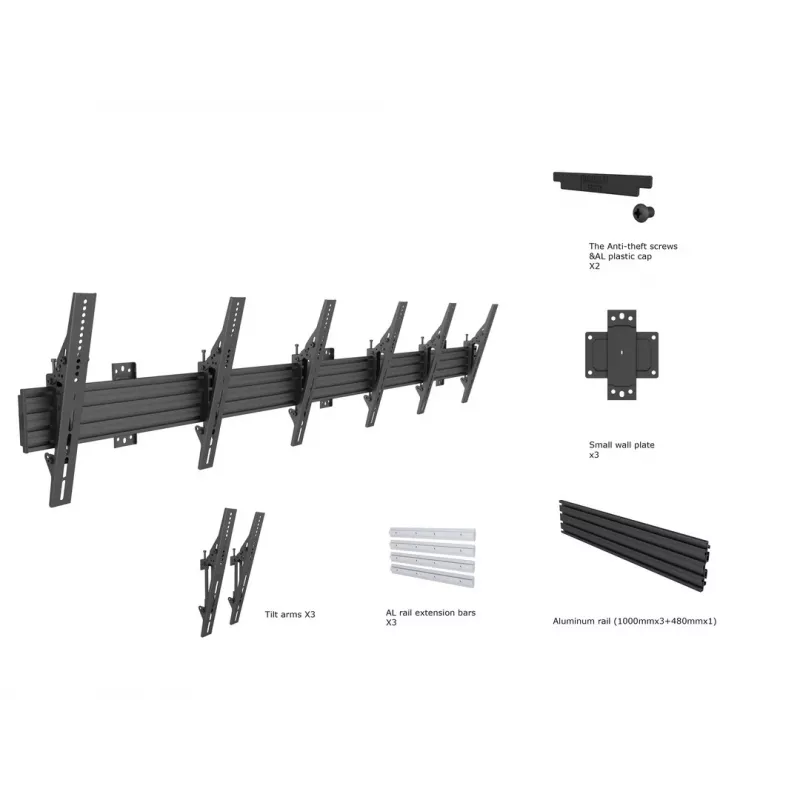Wallmount Multibrackets M Wallmount Pro MBW3U Tilt Czarny