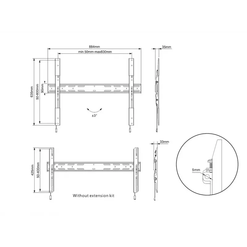Multibrackets M Uniwersalny uchwyt ścienny stały X Large