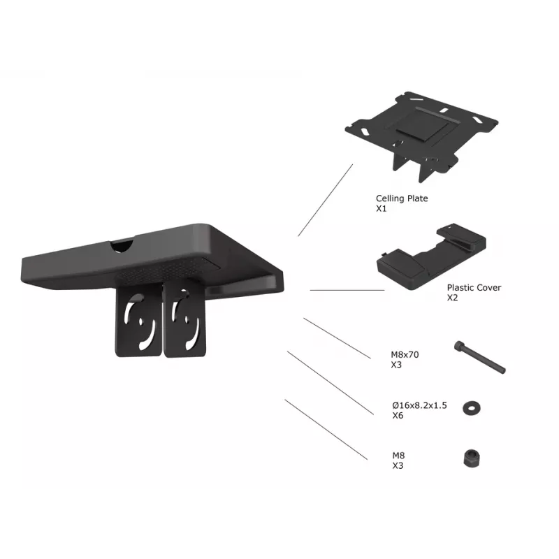 Płyta sufitowa Multibrackets M Pro Series Czarna Plastik Stal 165mm