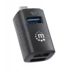 Manhattan USB-C 3-Port Hub, ULTRA KOMPAKTOWY, 3x porty USB-A (1x 5 Gb/s USB 3.2 Gen1, znany jako USB 3.0, 2x 480 Mb/s USB 2.0), zasilany przez USB (nie wymaga zewnętrznego zasilacza)