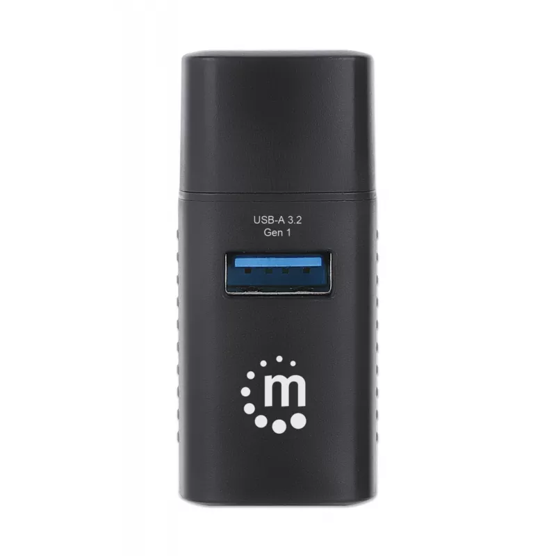 Manhattan USB-C 3-Port Hub, ULTRA KOMPAKTOWY, 3x porty USB-A (1x 5 Gb/s USB 3.2 Gen1, znany jako USB 3.0, 2x 480 Mb/s USB 2.0), zasilany przez USB (nie wymaga zewnętrznego zasilacza)