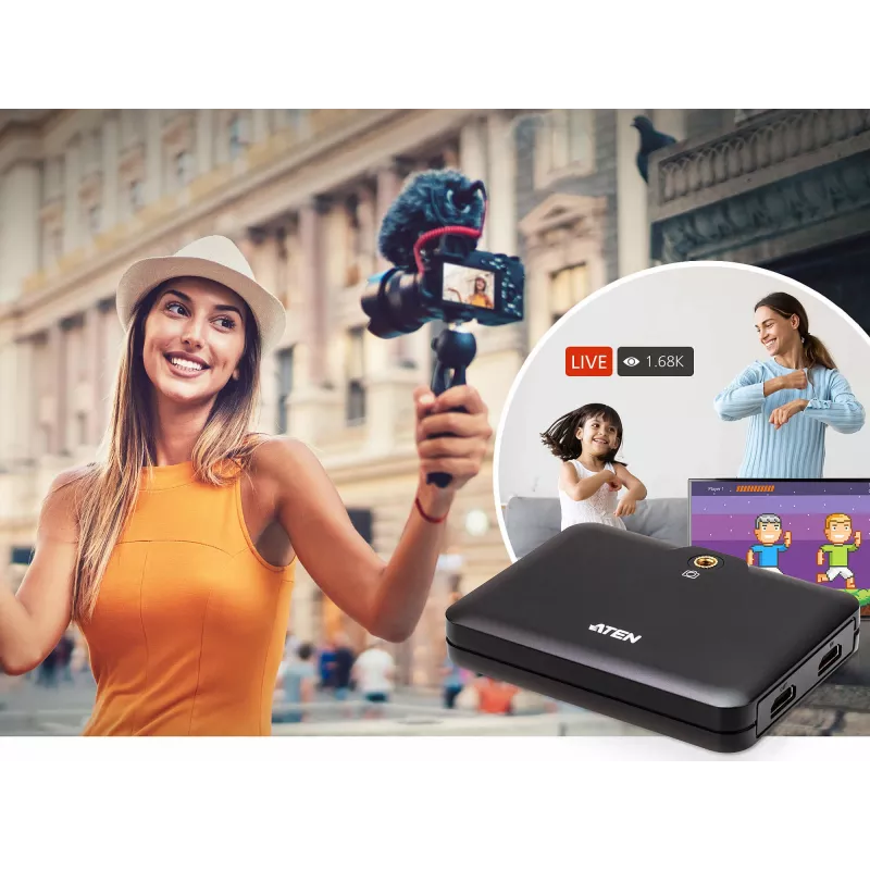 ATEN CAMLIVE™+ (HDMI do USB-C UVC Video Capture z PD3.0 Power Pass-Through)