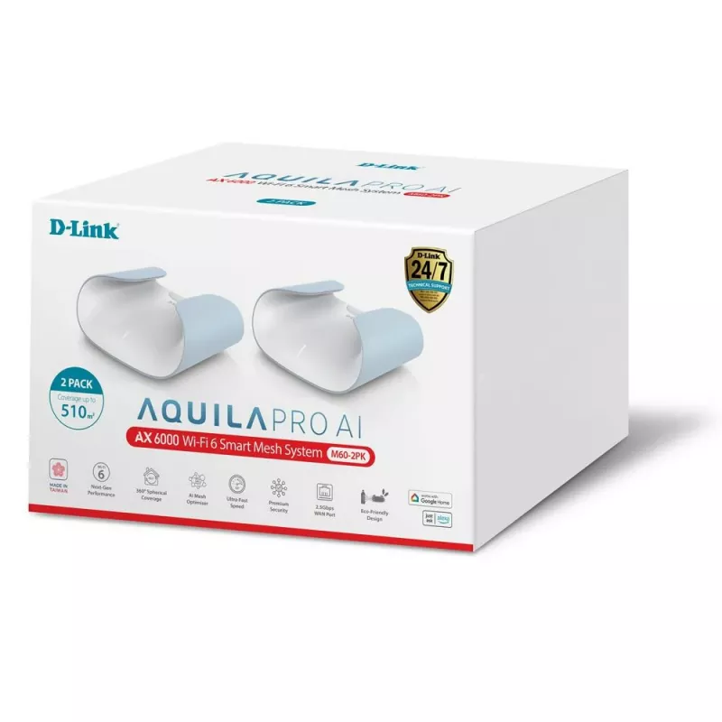 D-Link AQUILA PRO AI AX6000 Wi-Fi 6 Inteligentny System Mesh - Zestaw 2 sztuk