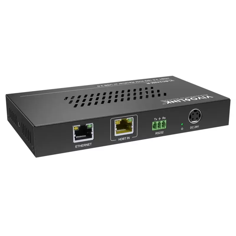 Skaler wideo Vivolink VLSC242M, obudowa metalowa, HDCP 1.4/2.2, AC 110–230V, 250×200×44 mm