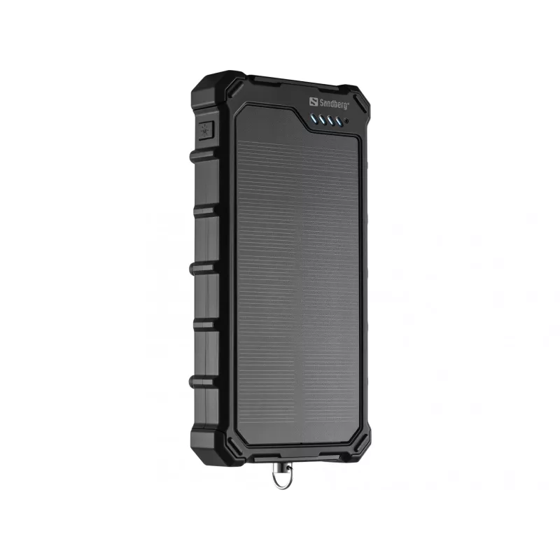 Sandberg Solar Powerbank CampLED 10000, 10000 mAh, programowalne zasilanie (PPS), 3,7 V, 15 W, czarny