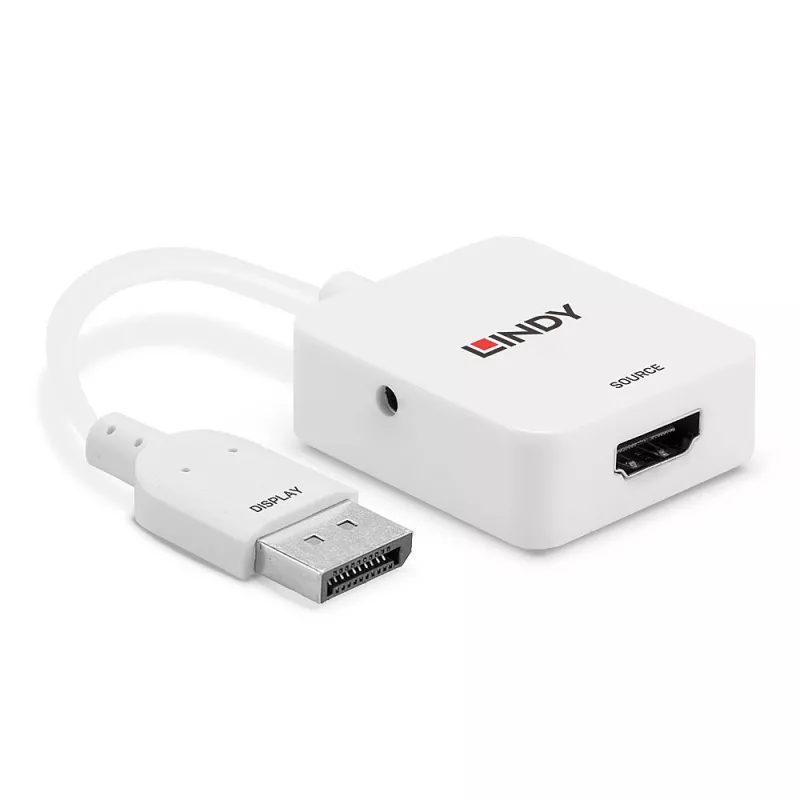 Lindy HDMI 18G to DisplayPort 1.2 Converter, 0,095 m, HDMI Type A (Standard), DisplayPort, Female, Male, prosty