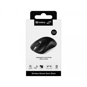 Sandberg Wireless mysz Saver Czarny, symetryczna, RF Wireless, 1600 DPI, czarny