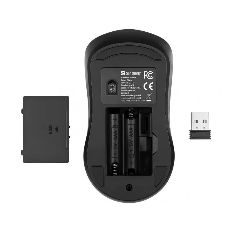 Sandberg Wireless mysz Saver Czarny, symetryczna, RF Wireless, 1600 DPI, czarny