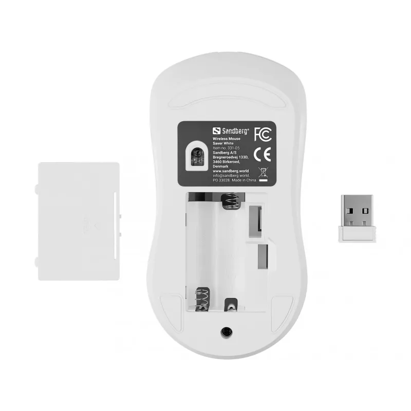 Sandberg Wireless mysz Saver biały, symetryczna, RF Wireless, 1600 DPI, biały