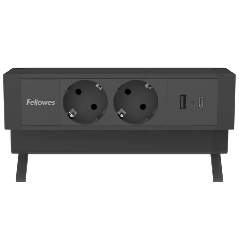 Fellowes 100137182 przedłużacz zasilający 2 m 2 gniazda AC wewnętrzny czarny
