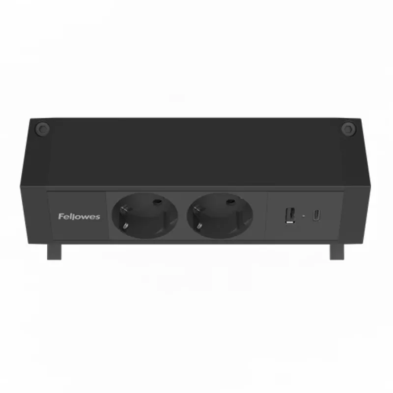 Fellowes 100137182 przedłużacz zasilający 2 m 2 gniazda AC wewnętrzny czarny