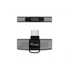 Adapter USB-C OTG 2-w-1 EQUIP 133479 — 100W PD, 10Gbps, 1x USB-C do 2x USB-C, szary