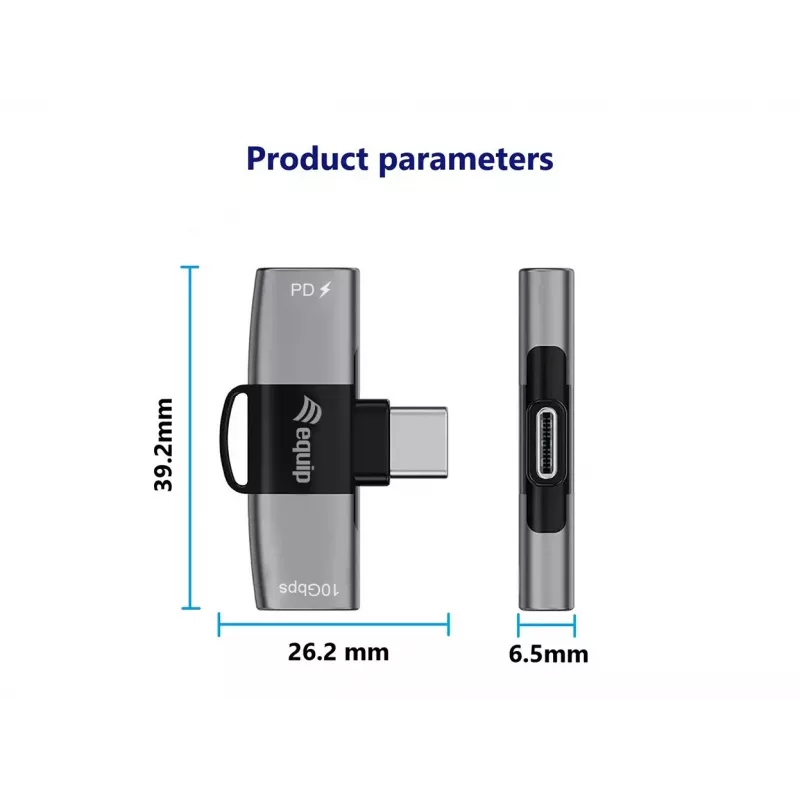 Adapter USB-C OTG 2-w-1 EQUIP 133479 — 100W PD, 10Gbps, 1x USB-C do 2x USB-C, szary
