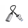 Przejściówka USB na HDMI EQUIP 133498 (wtyki USB-C i USB-A męskie na HDMI, 1080p, obudowa aluminiowa, szara)