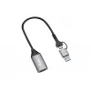 Przejściówka USB na HDMI EQUIP 133498 (wtyki USB-C i USB-A męskie na HDMI, 1080p, obudowa aluminiowa, szara)