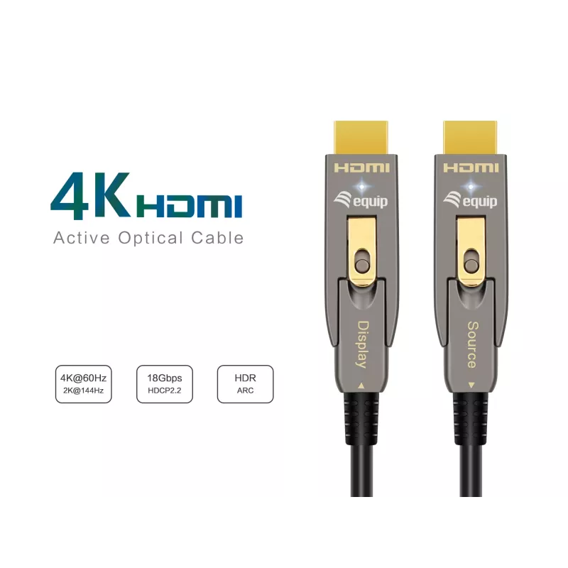 Kabel optyczny aktywny EQUIP HDMI 2.1 10 m — odłączany Typ-D (Micro) + Typ-A, 48 Gbit/s, 8K/60 Hz