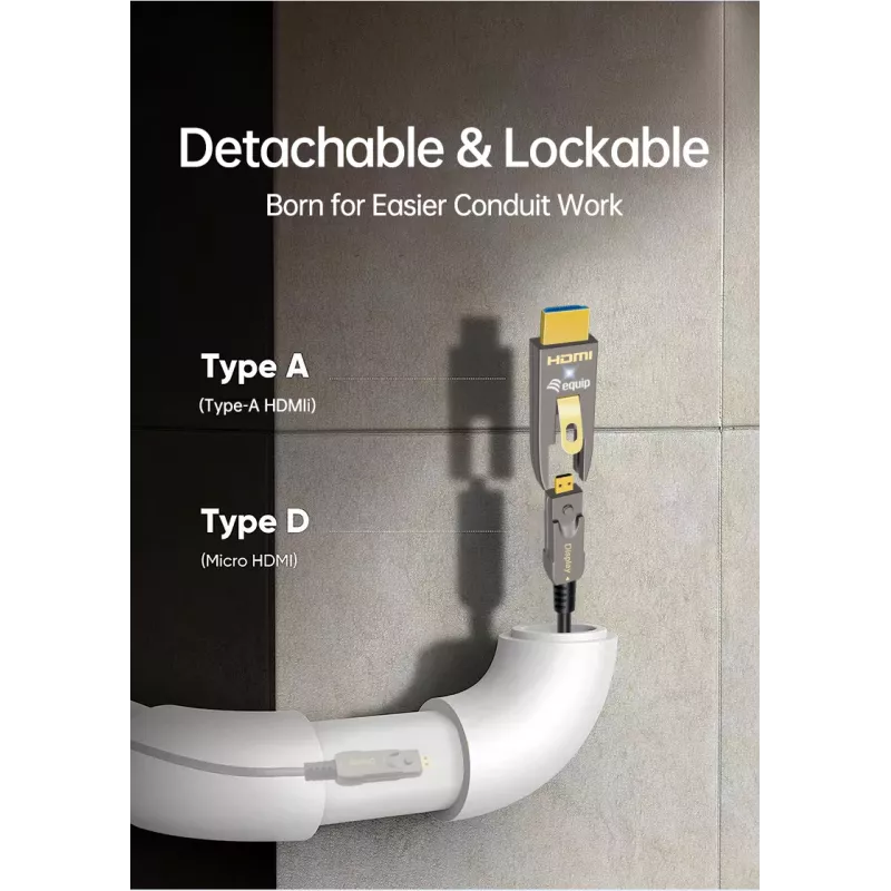 Kabel optyczny aktywny EQUIP HDMI 2.1 10 m — odłączany Typ-D (Micro) + Typ-A, 48 Gbit/s, 8K/60 Hz