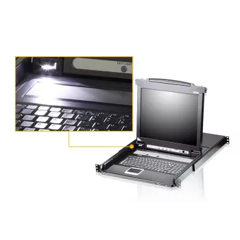 ATEN CL5708N konsola rackowa 48,3 cm (19 cali) 1280 x 1024 piksele Metal, Plastik Czarny 1U