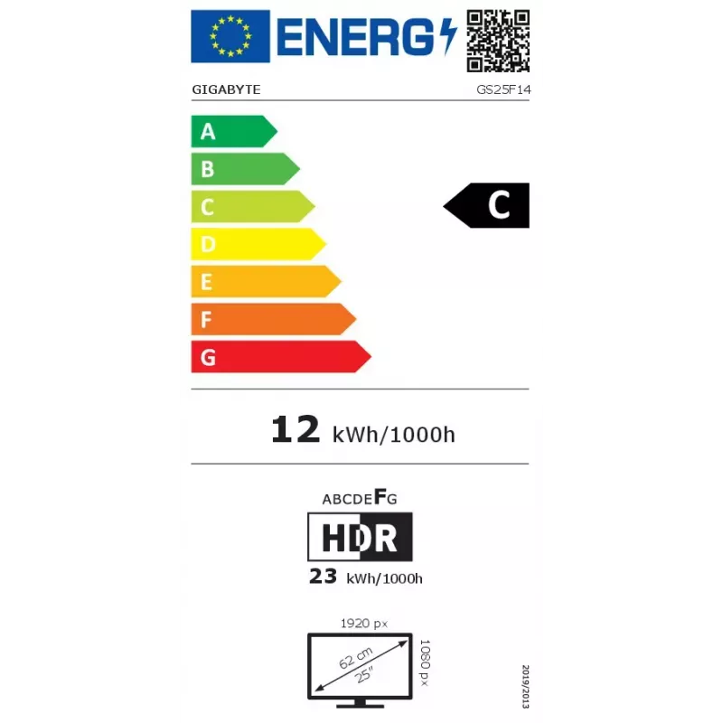25-calowy monitor gamingowy FHD GIGABYTE GS25F14 — 1920×1080, 144Hz, 1ms, 300 cd/m², DisplayHDR10, HDMI 2.0, DisplayPort 1.2, VESA